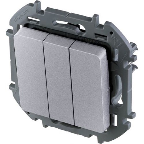 Выключатель без рамки Legrand Inspiria 3-кл. алюминий фото Выключатель без рамки Legrand Inspiria 3-кл. алюминий картинка